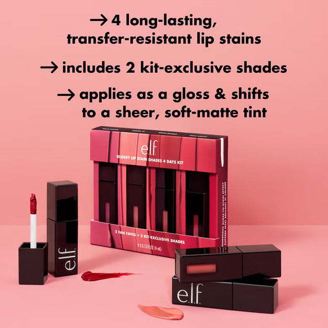 ELF Kit de 4 días de tonos de tinte labial brillante