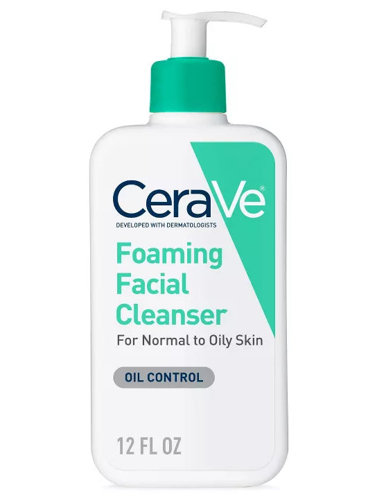 CeraVe Limpiador facial para pieles normales a grasas: Limpia suavemente y elimina el exceso de grasa sin alterar la barrera natural de la piel.