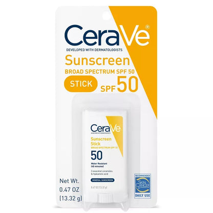 CeraVe 100% Mineral Sunscreen Stick for Face SPF 50