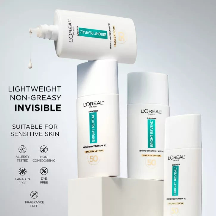 Loreal Loción de protección solar de amplio espectro Bright Reveal de L'Oréal Paris - FPS 50