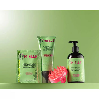 Mielle Organics - Set de regalo Shampoo, exfoliante y crema para el cabello con romero y menta