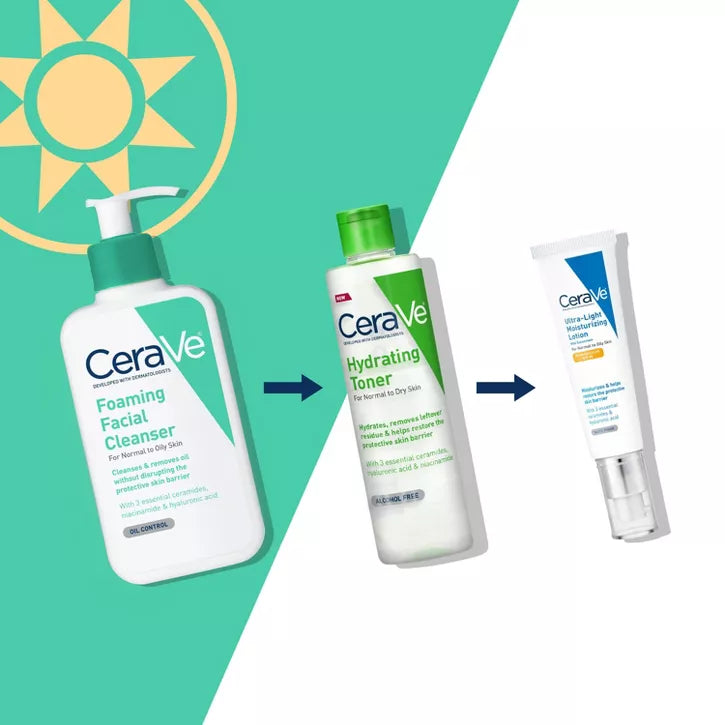 CeraVe Limpiador facial para pieles normales a grasas: Limpia suavemente y elimina el exceso de grasa sin alterar la barrera natural de la piel.