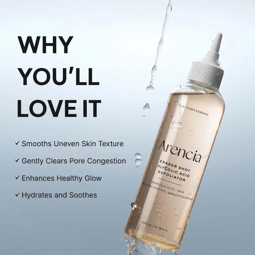 ARENCIA Eraser Shot Glycolic Acid Exfoliator – Tónico Ácido Glicólico 10% 200 ml
