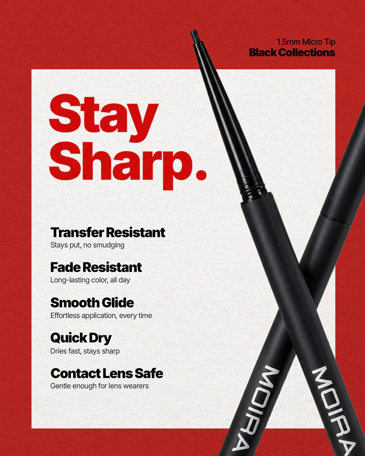 Moira 24HR Micro Gel Liner -001, Black