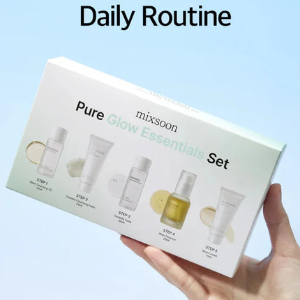 mixsoon Pure Glow Essentials Set 5 pasos para el cuidado de la piel, suave e hidratante