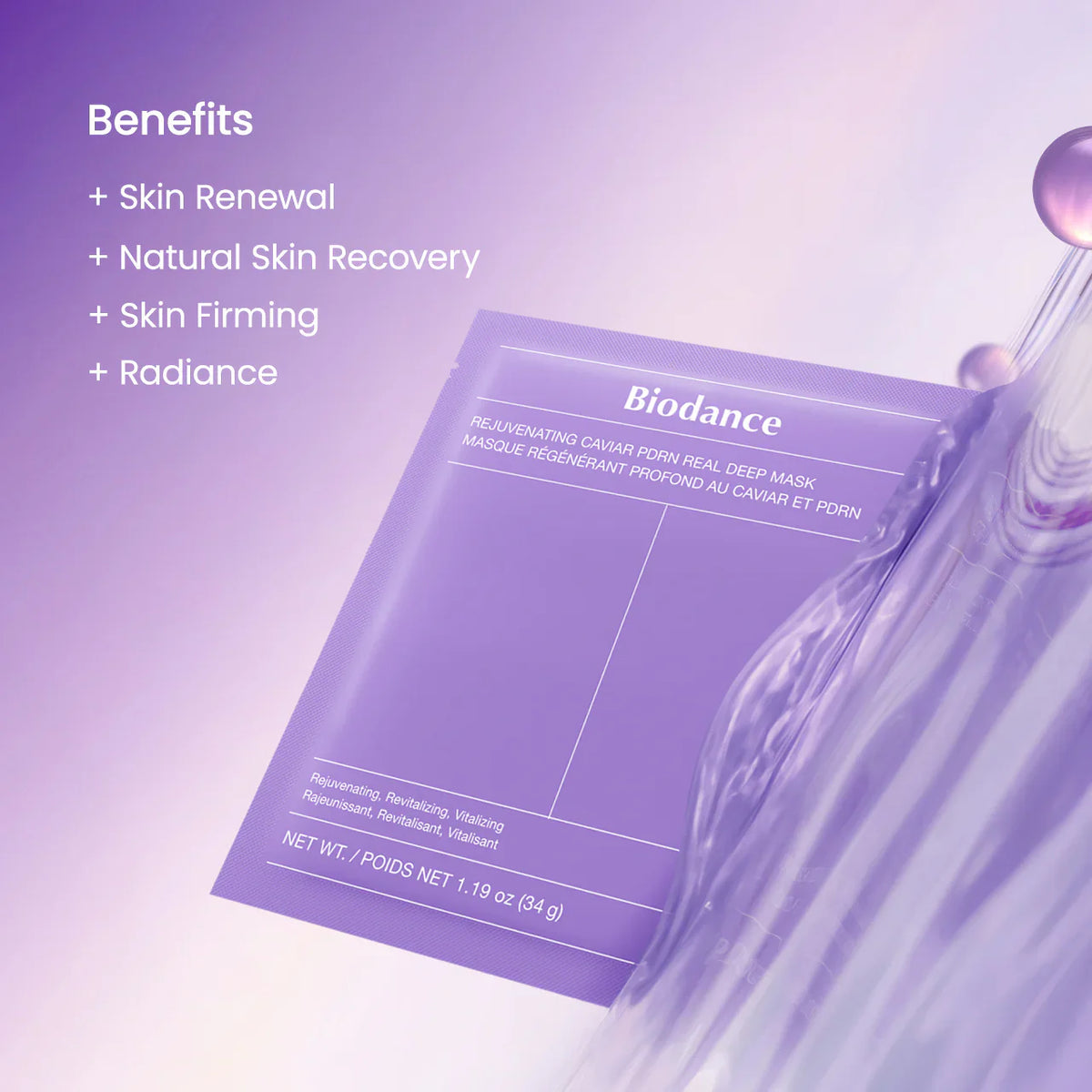 Biodance Rejuvenating Caviar PDRN Real Deep Mask Pack 4 unidades