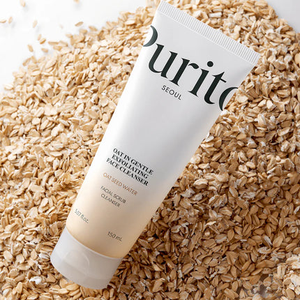 Purito Limpiador facial exfoliante de avena 150ml, lavado facial diario hidratante con arcilla exfoliante suave que minimiza los poros