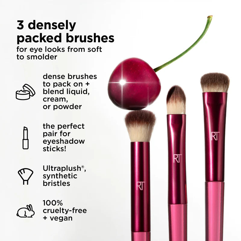 Real Techniques Trío de brochas de maquillaje MesmerEYES Cherry On Top
