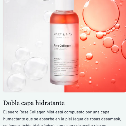 Mary & May Suero y bruma con colágeno de rosas 100ml