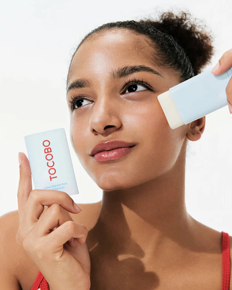 TOCOBO Cotton Airy Sun Stick SPF 50 - Protector solar mate coreano de amplio espectro para cara