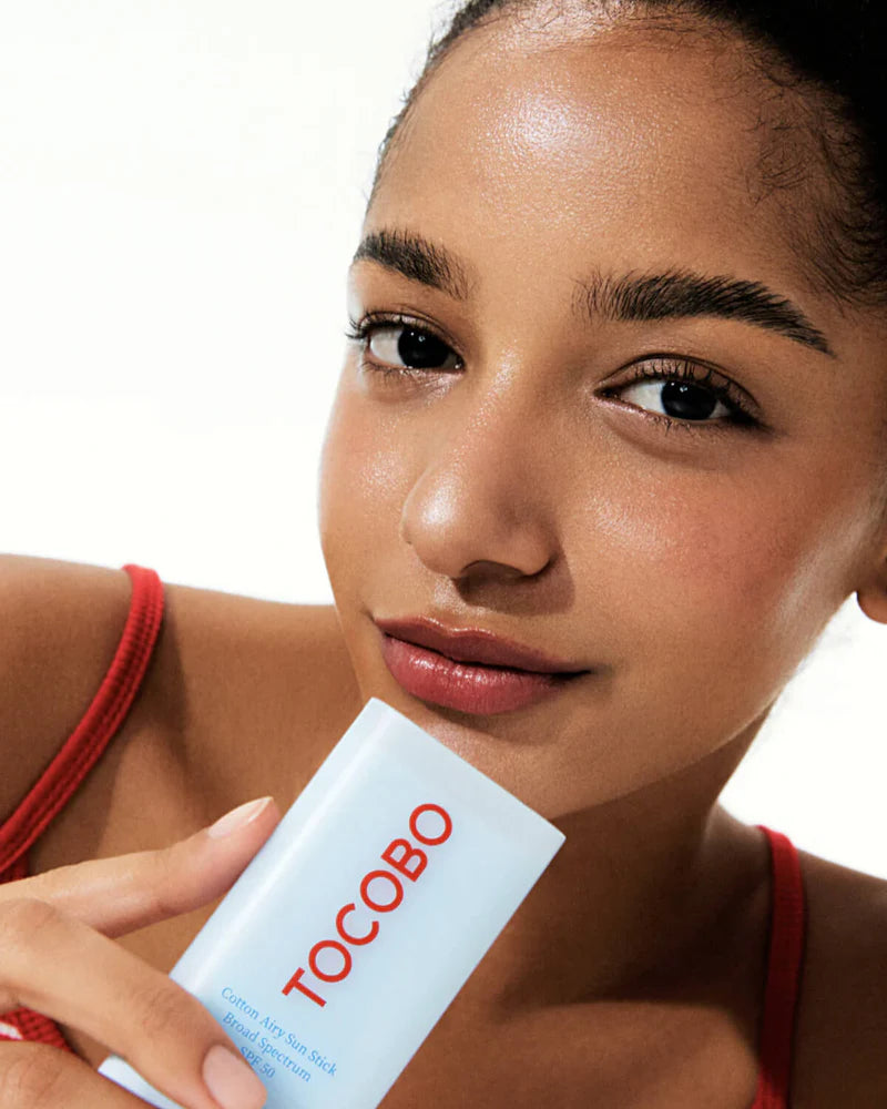 TOCOBO Cotton Airy Sun Stick SPF 50 - Protector solar mate coreano de amplio espectro para cara