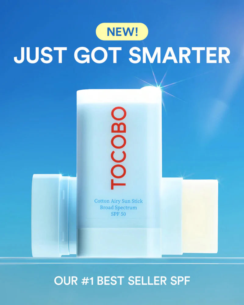 TOCOBO Cotton Airy Sun Stick SPF 50 - Protector solar mate coreano de amplio espectro para cara