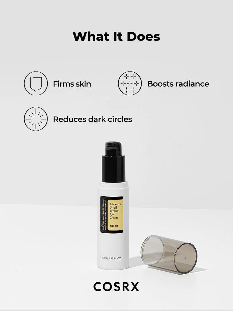 COSRX Snail Mucin Peptide Under Eye Cream 25ml 73.7% de mucina de caracol y niacinamida, crema de ojos antienvejecimiento