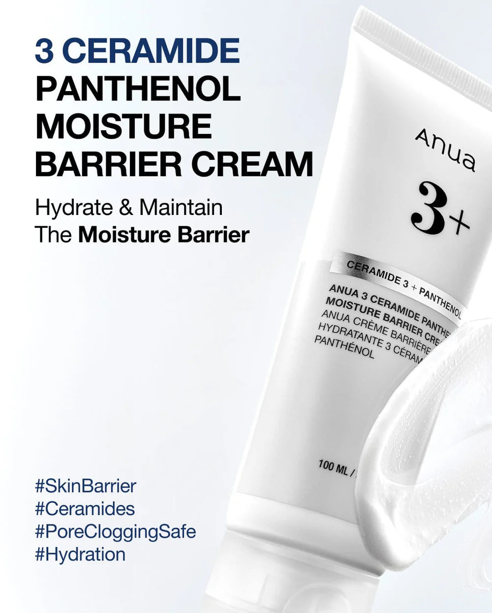 Anua - Crema 3+ Ceramide Panthenol para barrera cutánea no comedogénica