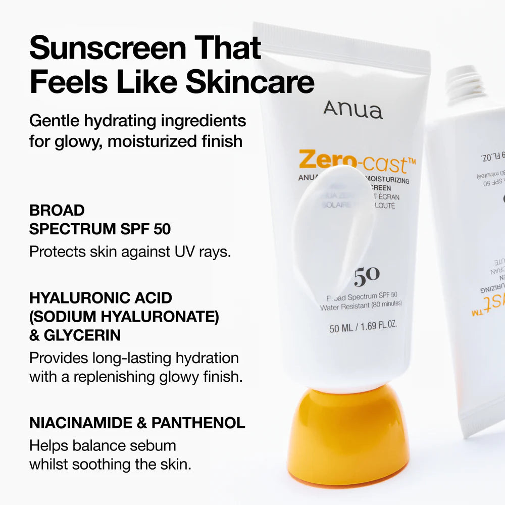 Anua Zero-cast Moisturizing Finish Sunscreen 50spf 50ml