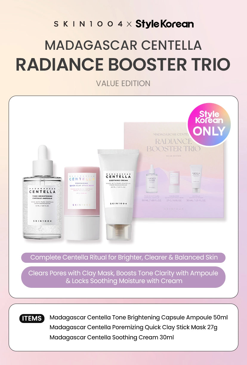 SKIN1004 Madagascar Centella Radiance Booster Trio (Ampoule + Mask + Cream)