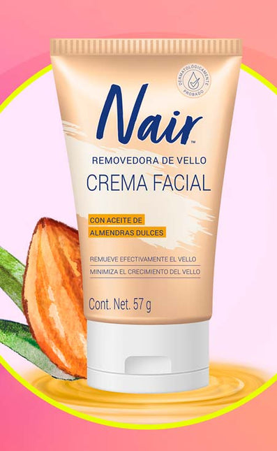 Nair Crema depilatoria facial con aceite de almendras 57g