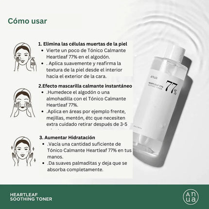 ANUA Heartleaf 77% Tónico calmante I pH 5.5 Mini 40ml