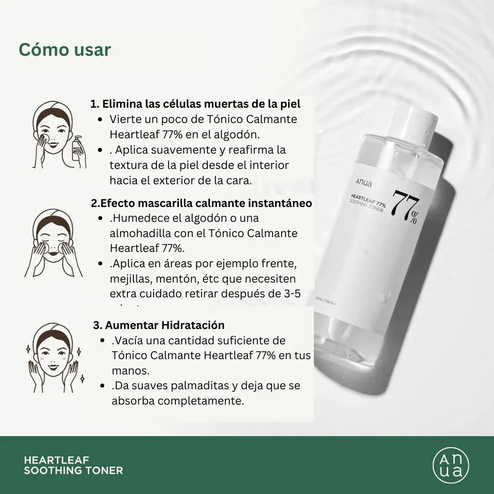 ANUA Heartleaf 77% Tónico calmante I pH 5.5 Mini 40ml