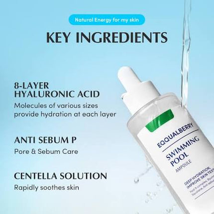 EQQUALBERRY Sérum de hidratación profunda para el rostro Swimming Pool Ampoule 50ml