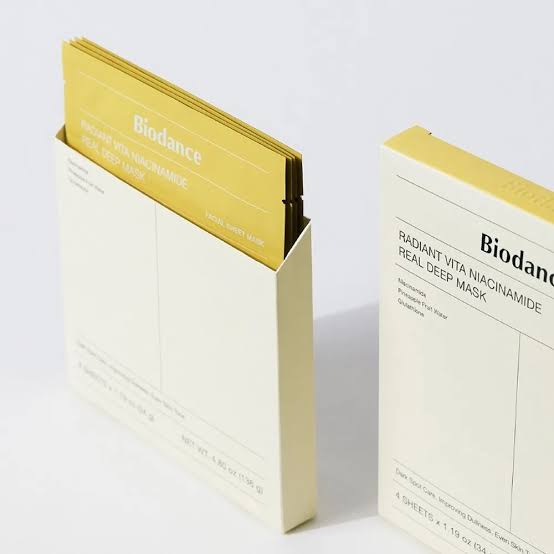 Biodance Radiant Vita Niacinamide Real Deep Mask – 4 mascarillas × 34 g