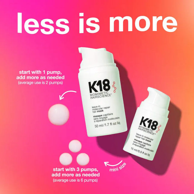 K18 Biomimetic Mini LeaveIn Molecular Repair Hair Mask 15ml